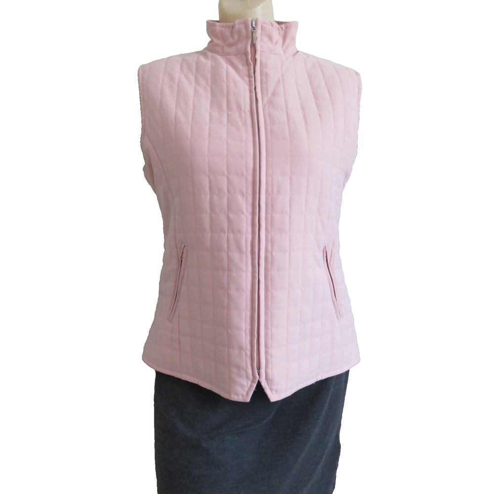 Tehama Vest Womens Medium Pink Quilted Full Zip Nancy Haley